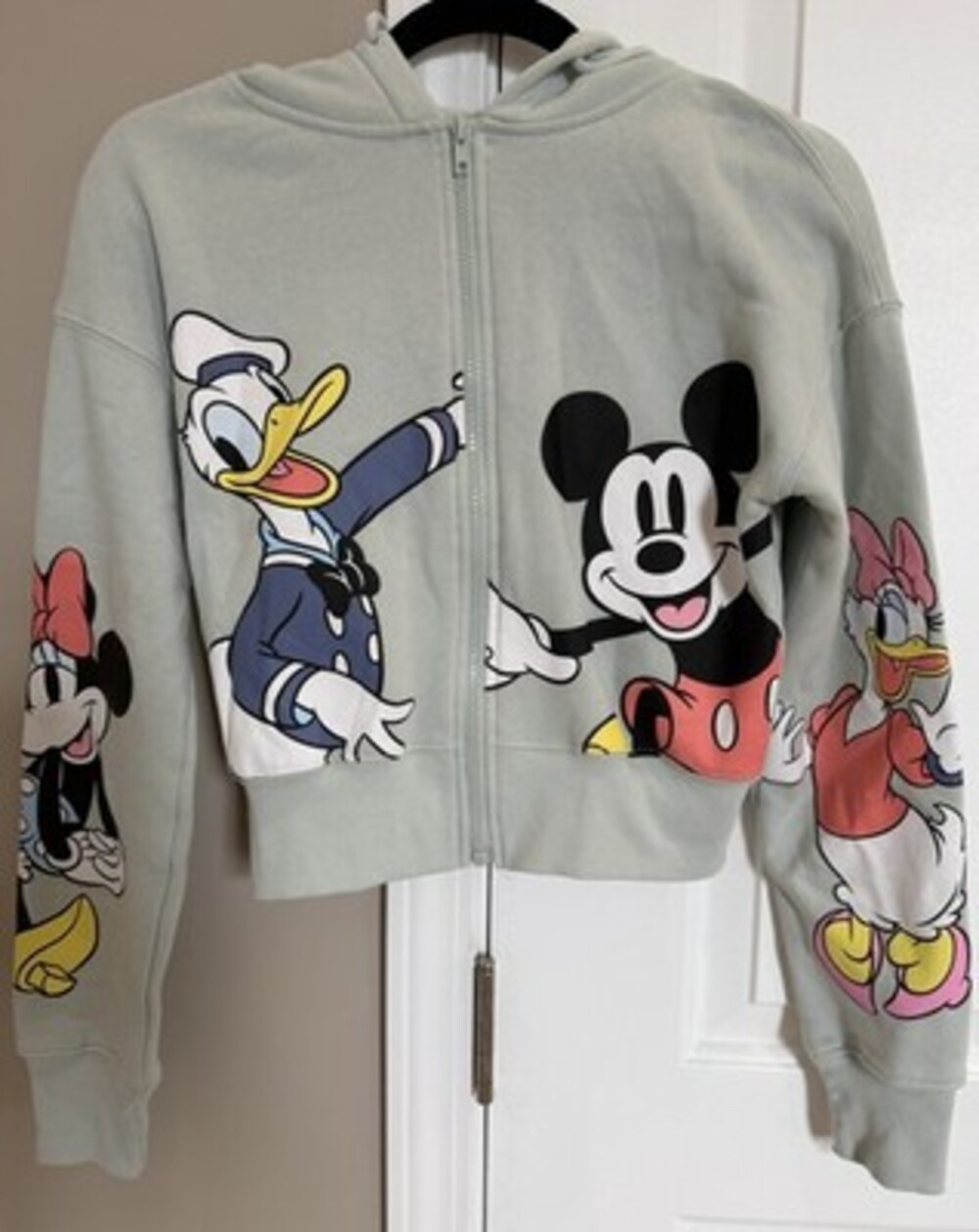 Disney Mickey and Friends Women’s XS Cropped Zip-Up Hoodie EUC